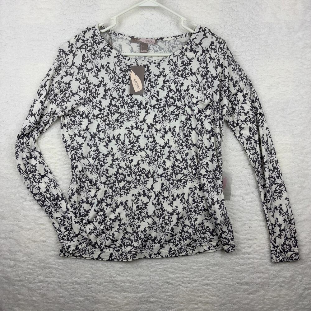 Forever 21 Floral Knit Top NWT Cream Gray Womens Small Cottagecore Layering